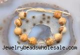 CGB9700 12mm round picture jasper & white crystal adjustable bracelets