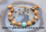 CGB9705 12mm round picture jasper & amazonite adjustable bracelets