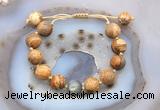 CGB9707 12mm round picture jasper & labradorite adjustable bracelets