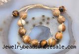 CGB9709 12mm round picture jasper & yellow tiger eye adjustable bracelets