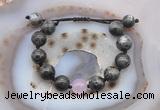 CGB9801 12mm round black labradorite & candy jade adjustable bracelets