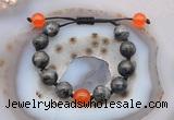 CGB9803 12mm round black labradorite & candy jade adjustable bracelets