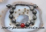 CGB9804 12mm round black labradorite & candy jade adjustable bracelets