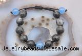 CGB9806 12mm round black labradorite & candy jade adjustable bracelets