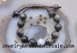 CGB9811 12mm round black labradorite & blue lace agate adjustable bracelets