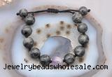 CGB9812 12mm round black labradorite & lavender amethyst adjustable bracelets