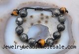 CGB9813 12mm round black labradorite & yellow tiger eye adjustable bracelets