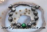 CGB9819 12mm round black labradorite & green tiger eye adjustable bracelets