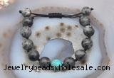 CGB9829 12mm round black labradorite & blue sea sediment jasper adjustable bracelets