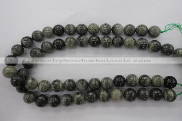 CGH06 15.5 inches 14mm round green hair stone beads wholesale