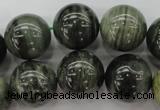 CGH07 15.5 inches 16mm round green hair stone beads wholesale