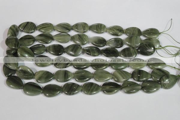 CGH14 15.5 inches 16*22mm flat teardrop green hair stone beads