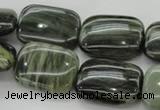 CGH28 15.5 inches 13*18mm rectangle green hair stone beads wholesale