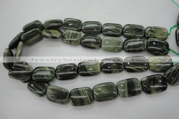 CGH28 15.5 inches 13*18mm rectangle green hair stone beads wholesale