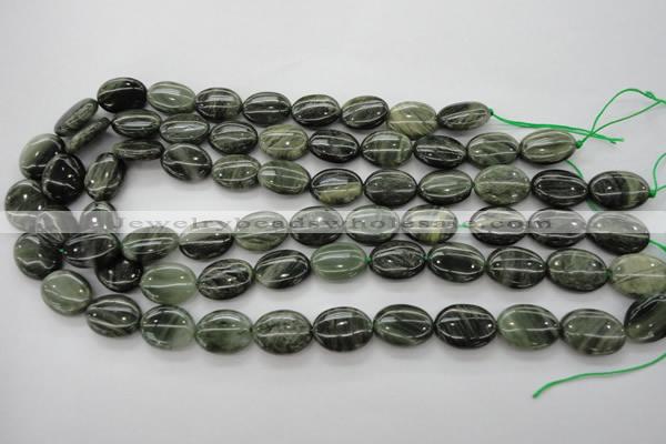 CGH43 15.5 inches 10*14mm oval green hair stone beads wholesale