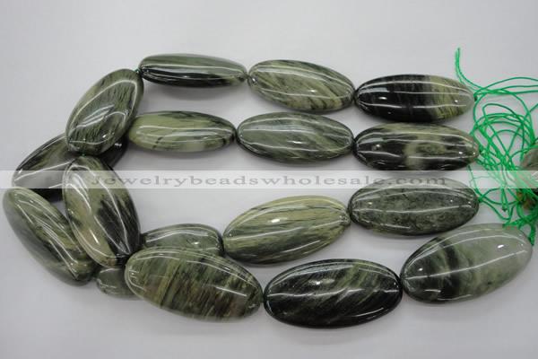 CGH51 15.5 inches 25*50mm oval green hair stone beads wholesale