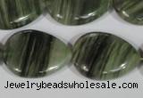 CGH57 15.5 inches 22*30mm flat teardrop green hair stone beads