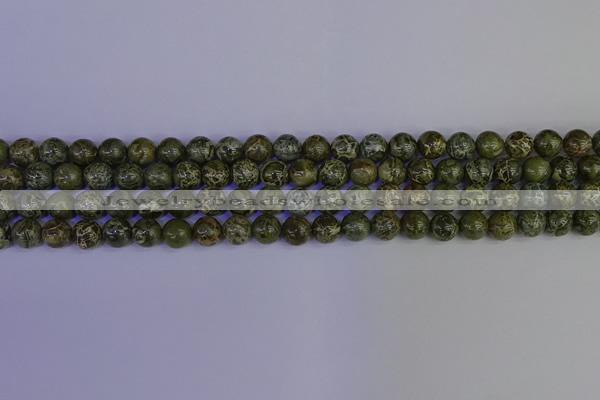 CGJ351 15.5 inches 6mm round green bee jasper beads wholesale