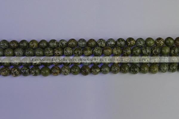 CGJ352 15.5 inches 8mm round green bee jasper beads wholesale