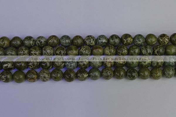 CGJ354 15.5 inches 12mm round green bee jasper beads wholesale