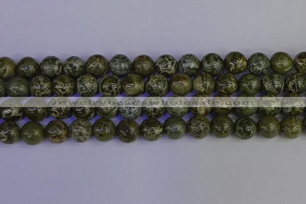 CGJ355 15.5 inches 14mm round green bee jasper beads wholesale