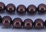 CGL112 10PCS 16 inches 4mm round dyed glass pearl beads wholesale