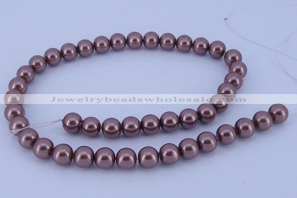 CGL124 10PCS 16 inches 8mm round dyed glass pearl beads wholesale