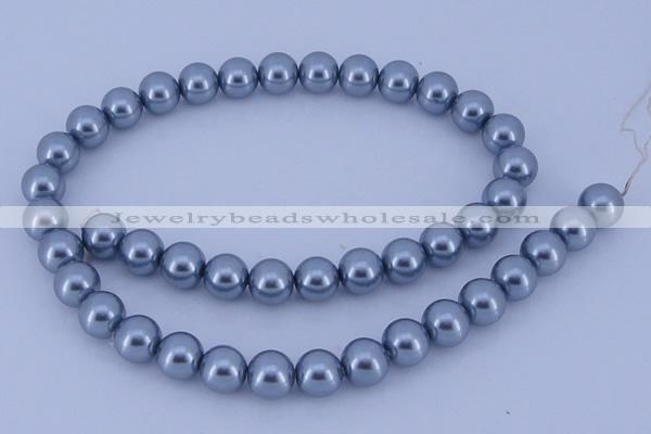 CGL184 10PCS 16 inches 8mm round dyed glass pearl beads wholesale