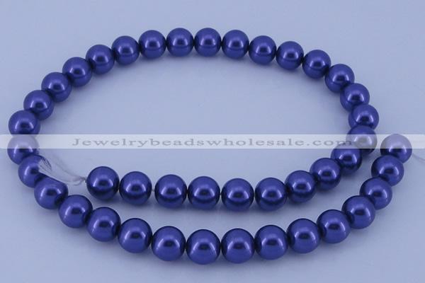 CGL265 5PCS 16 inches 10mm round dyed glass pearl beads wholesale