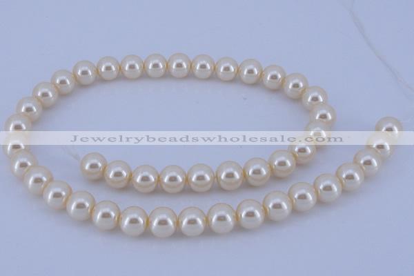 CGL32 10PCS 16 inches 4mm round dyed glass pearl beads wholesale