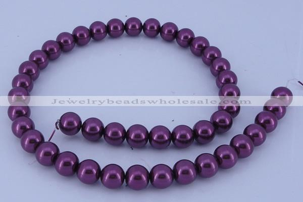 CGL334 10PCS 16 inches 8mm round dyed glass pearl beads wholesale