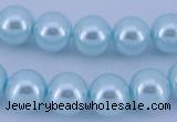 CGL342 10PCS 16 inches 4mm round dyed glass pearl beads wholesale