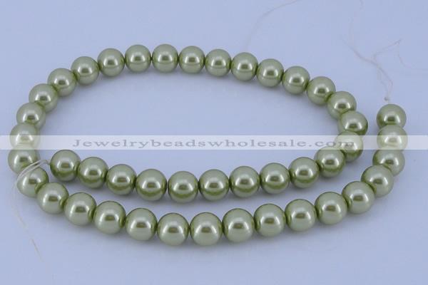 CGL362 10PCS 16 inches 4mm round dyed glass pearl beads wholesale