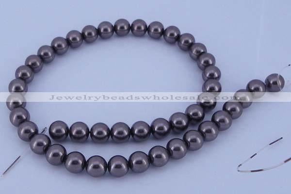 CGL404 10PCS 16 inches 8mm round dyed glass pearl beads wholesale