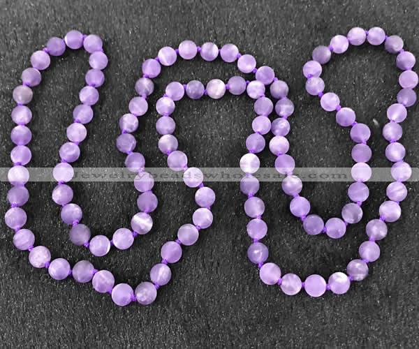 CGN1000 8mm round matte amethyst 108 beads mala necklaces