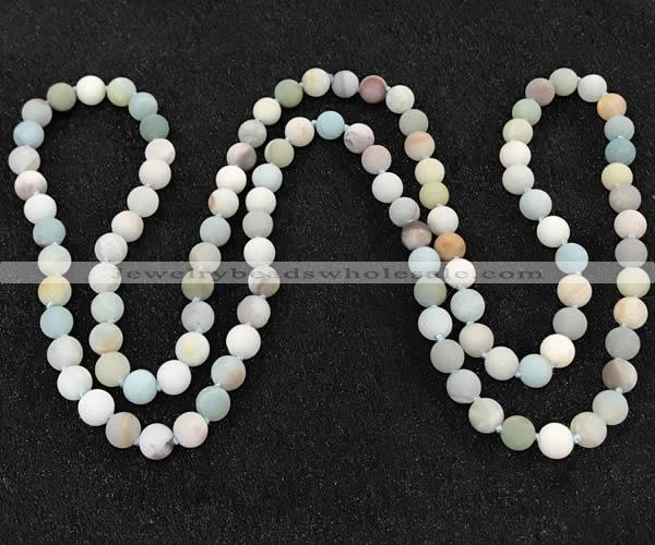 CGN1002 8mm round matte amazonite 108 beads mala necklaces