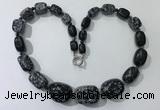 CGN132 22 inches 10*14mm - 20*30mm nuggets snowflake obsidian necklaces