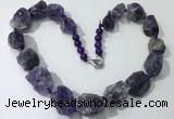 CGN141 19.5 inches 10*14mm - 20*30mm nuggets amethyst necklaces