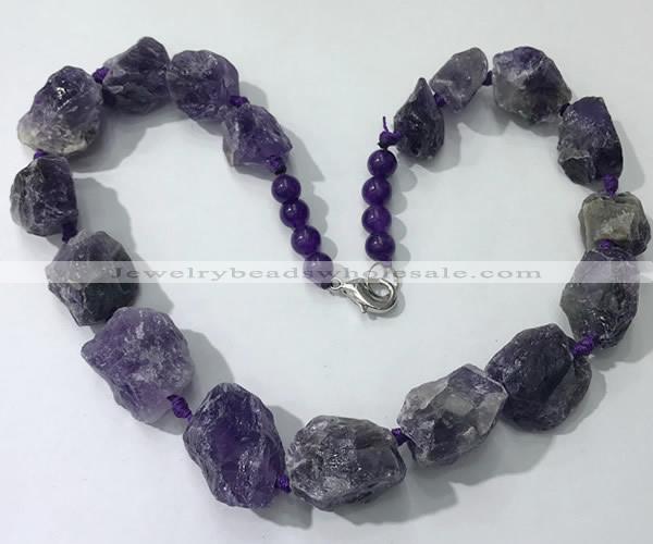 CGN141 19.5 inches 10*14mm - 20*30mm nuggets amethyst necklaces