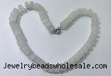 CGN170 20 inches 7*12mm - 9*12mm tyre matte white crystal necklaces