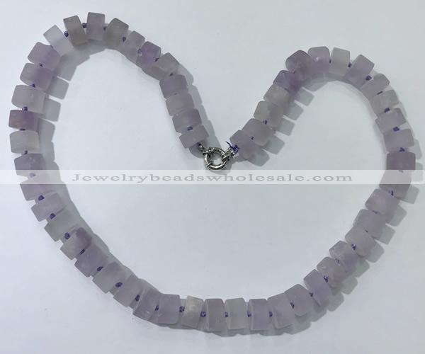 CGN172 20 inches 7*12mm - 9*12mm tyre matte light amethyst necklaces