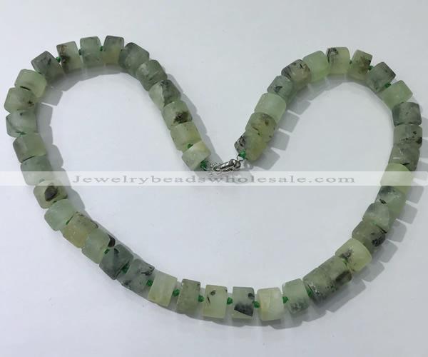 CGN175 20 inches 7*12mm - 9*12mm tyre matte prehnite necklaces