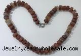 CGN177 20 inches 7*12mm - 9*12mm tyre matte red agate necklaces