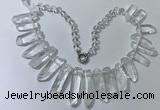 CGN185 23 inches 8*20mm - 11*60mm white crystal stick necklaces