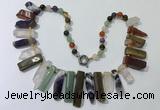 CGN196 23 inches 8*20mm - 11*60mm mixed gemstone stick necklaces