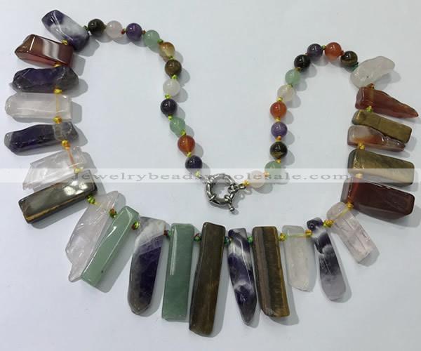 CGN196 23 inches 8*20mm - 11*60mm mixed gemstone stick necklaces