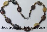 CGN204 22 inches 6mm round & 18*25mm oval mookaite necklaces