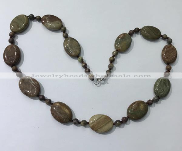 CGN206 22 inches 6mm round & 18*25mm oval jasper necklaces