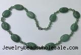 CGN209 22 inches 6mm round & 18*25mm oval green aventurine necklaces