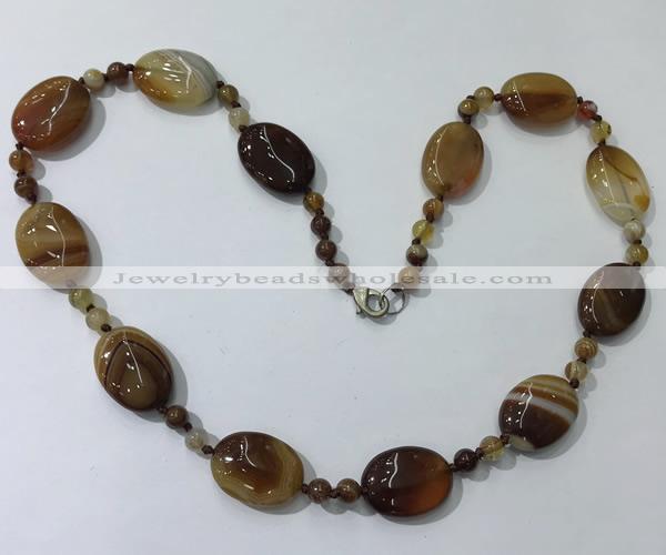 CGN216 22 inches 6mm round & 18*25mm oval agate necklaces